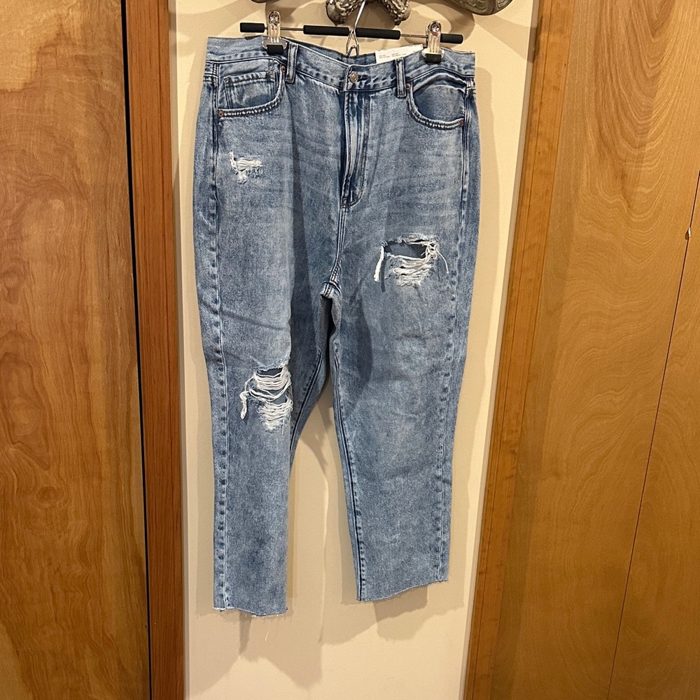 American Eagle Outfitters Light Blue Distressed Cropped Jeans